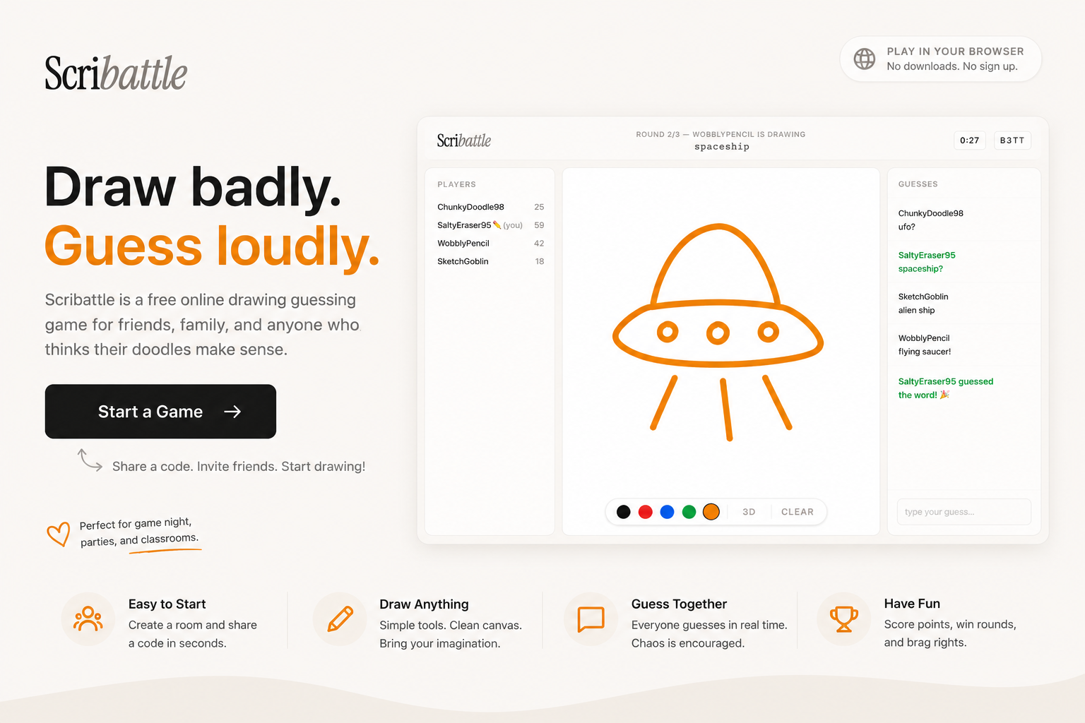 Scribattle — Free Multiplayer Drawing & Guessing Game